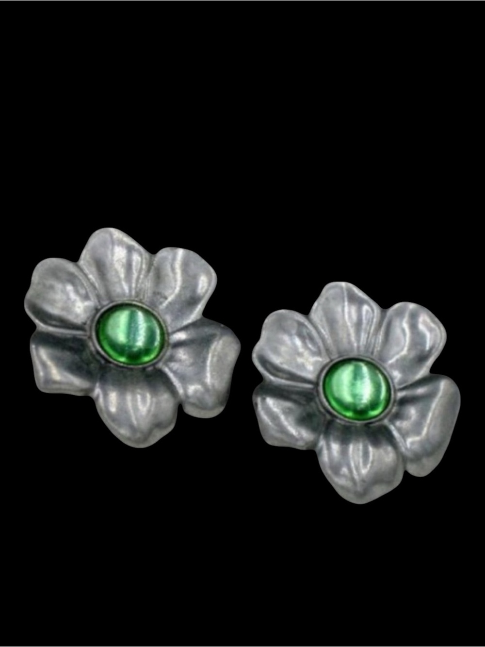 Large Vintage Ben-Amun Green Glass Earrings
